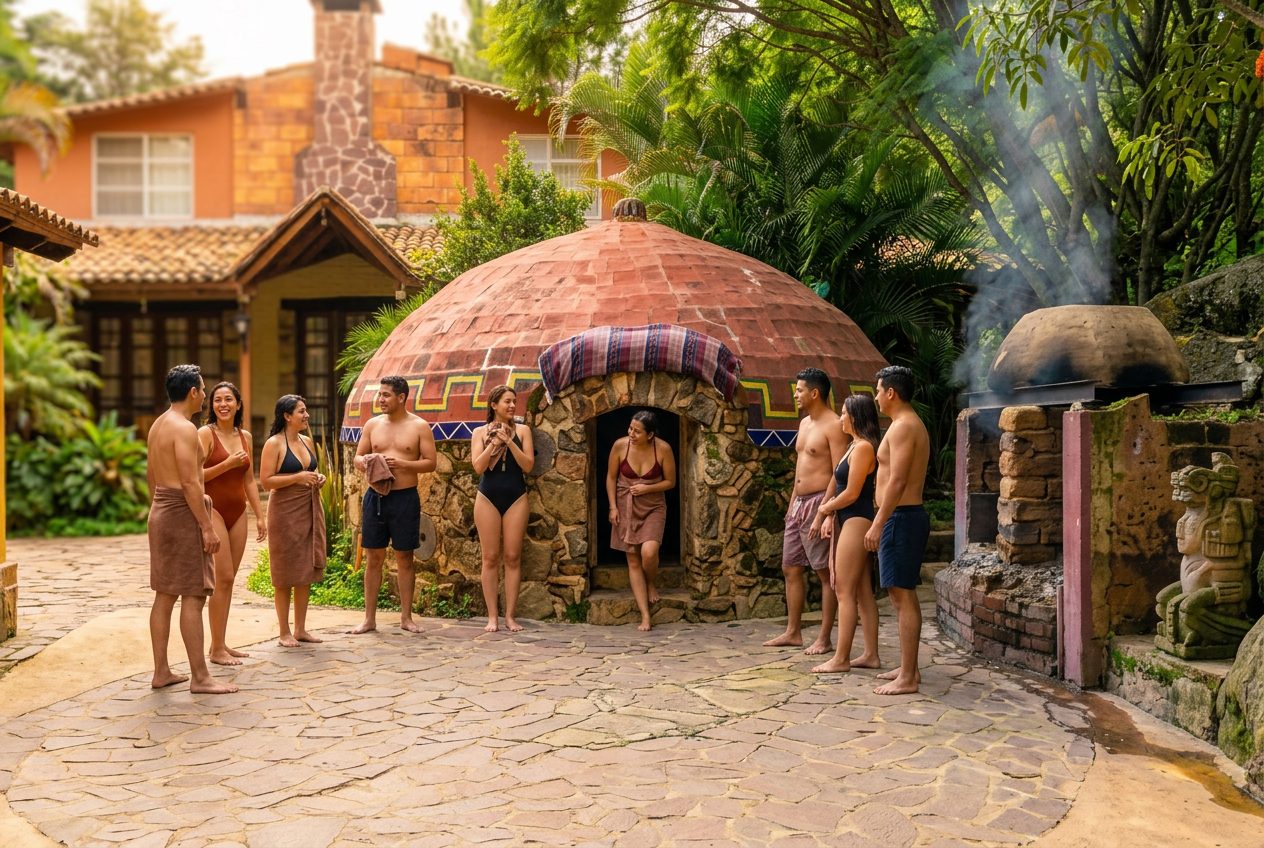 Grupo previo a entrar al temazcal tradicional